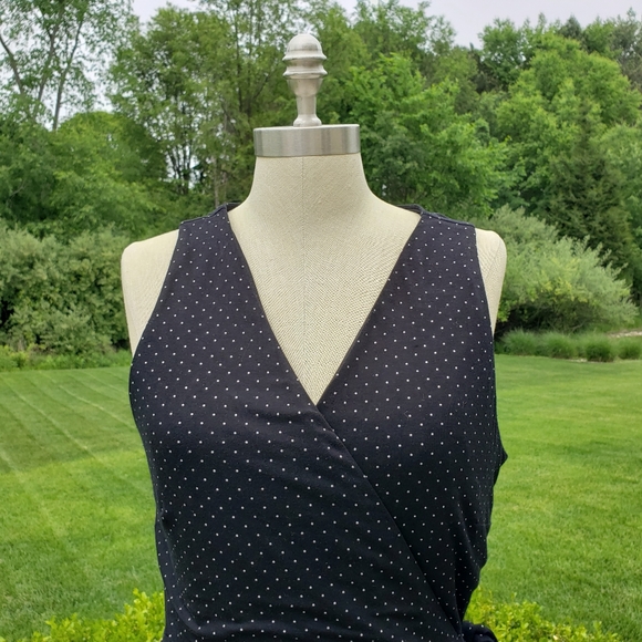 LOFT Polka Dot Print Sleeveless Wrap Dress - Picture 2 of 7